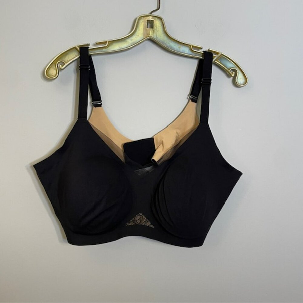 Honeylove Crossover Lace Bra Wireless Comfort Support Black Lace Runway 2X - Picture 2 of 6